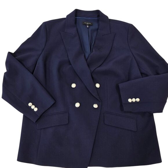 Talbots Jackets & Blazers - Talbots Women Blazer Plus Size 18w Blue Navy Double Breasted Silver Buttons EUC